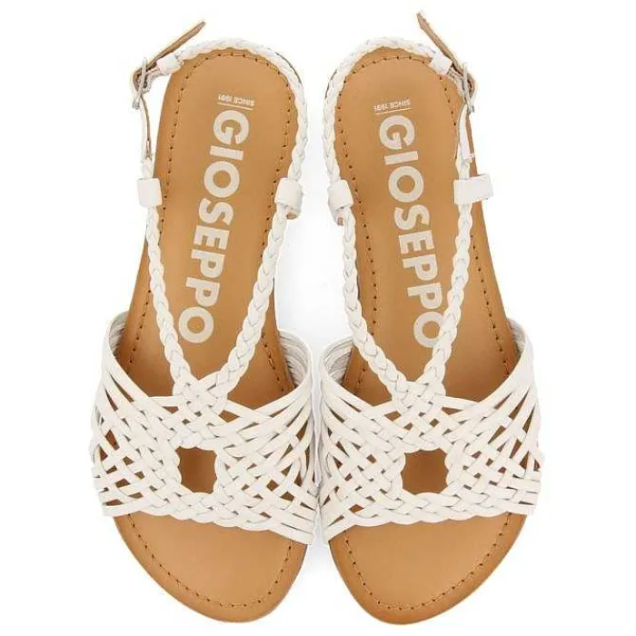 Gioseppo Sandalias Planas<Sandalias De Piel Blanca Con Tiras Cruzadas Para Mujer Aidone