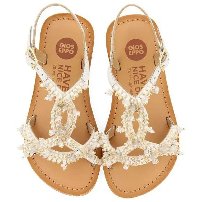 Gioseppo Niñas |Sandalias<Sandalias De Piel Blanca Con Adornos De Cuentas Para Nina Y Nino Tice
