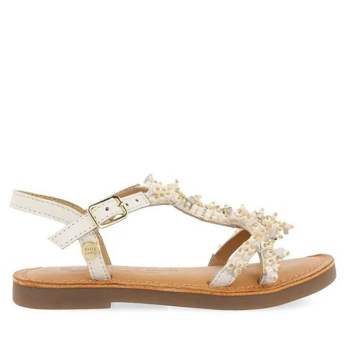 Gioseppo Niñas |Sandalias<Sandalias De Piel Blanca Con Adornos De Cuentas Para Nina Y Nino Tice