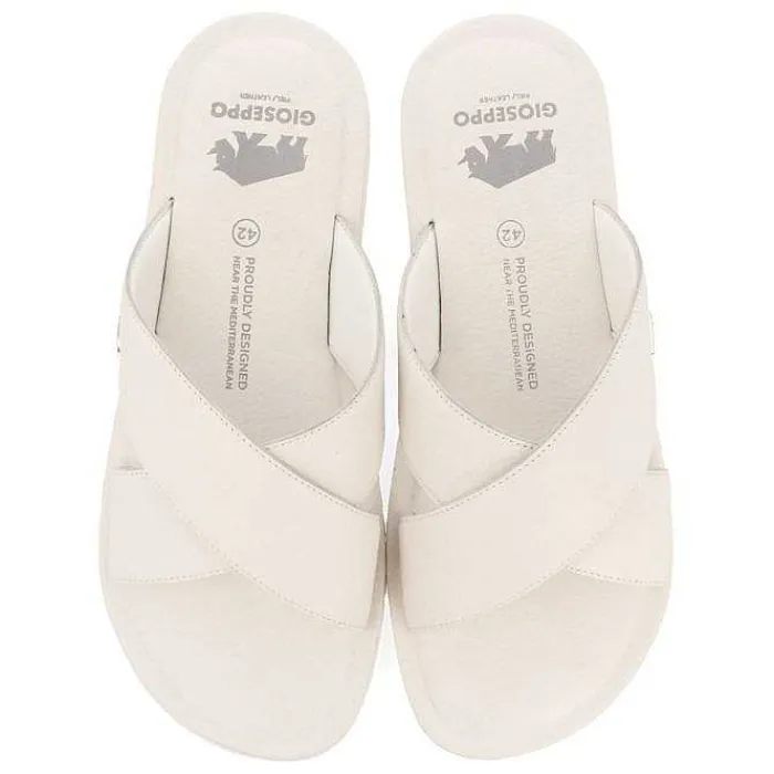 Gioseppo Chancletas<Sandalias De Piel Blanca Con Tira Cruzada Para Hombre Orosh