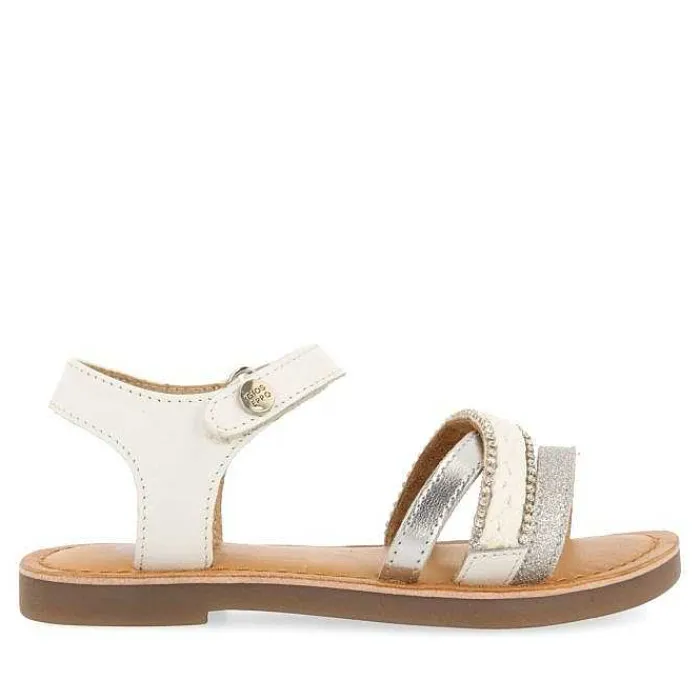 Gioseppo Niñas |Sandalias<Sandalias De Piel Blanca Con Trenzado De Rafia, Brillos Y Accesos Metalizados Para Nina Y Nino Siletz