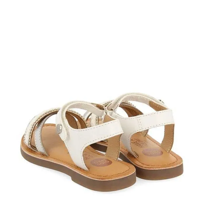 Gioseppo Niñas |Sandalias<Sandalias De Piel Blanca Con Trenzado De Rafia, Brillos Y Accesos Metalizados Para Nina Y Nino Siletz