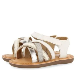 Gioseppo Bebe |Sandalias Bebe Nina<Sandalias De Piel Blanca Con Bordados En Rafia, Brillos Y Accesos Metalicos Para Bebe Ilok