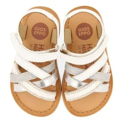 Gioseppo Bebe |Sandalias Bebe Nina<Sandalias De Piel Blanca Con Bordados En Rafia, Brillos Y Accesos Metalicos Para Bebe Ilok
