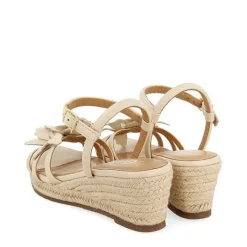 Gioseppo Sandalias Cuña<Sandalias De Piel Blanco Rojo Con Adornos De Flores Y Cuña De Yute Para Mujer Samsula