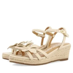 Gioseppo Sandalias Cuña<Sandalias De Piel Blanco Rojo Con Adornos De Flores Y Cuña De Yute Para Mujer Samsula