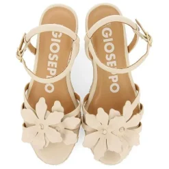 Gioseppo Sandalias Cuña<Sandalias De Piel Blanco Rojo Con Adornos De Flores Y Cuña De Yute Para Mujer Samsula