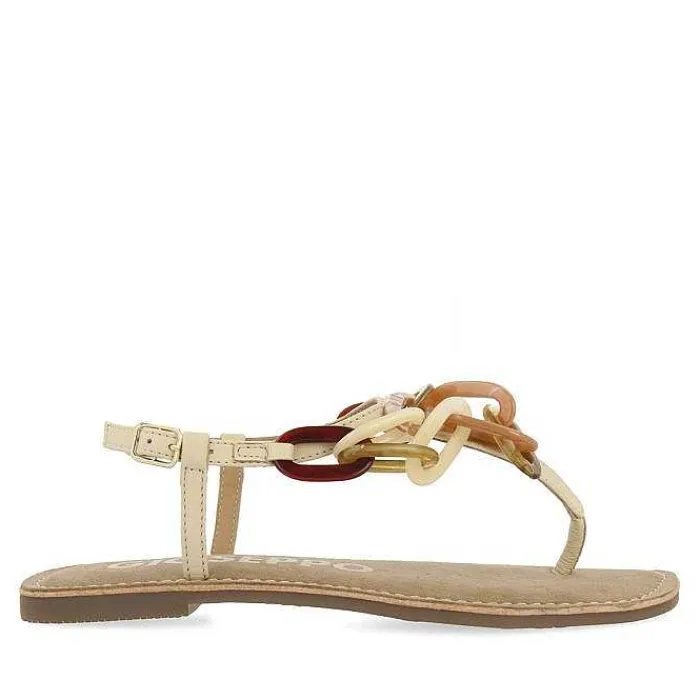Gioseppo Sandalias Planas<Sandalias De Piel Blanco Rojo Con Detalle Enlaces Multicolor Para Mujer Medley