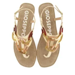 Gioseppo Sandalias Planas<Sandalias De Piel Blanco Rojo Con Detalle Enlaces Multicolor Para Mujer Medley