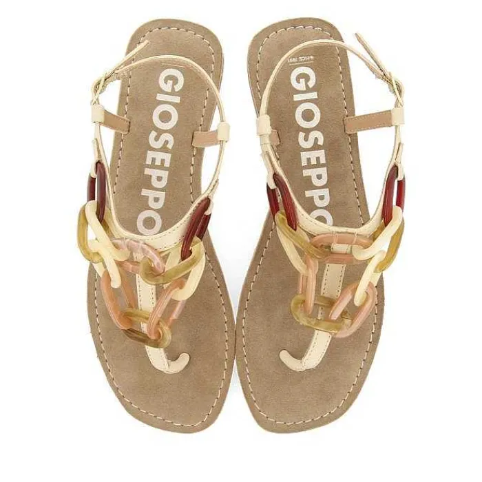 Gioseppo Sandalias Planas<Sandalias De Piel Blanco Rojo Con Detalle Enlaces Multicolor Para Mujer Medley
