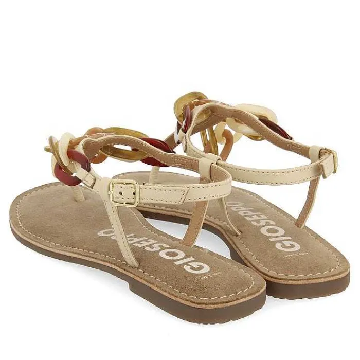 Gioseppo Sandalias Planas<Sandalias De Piel Blanco Rojo Con Detalle Enlaces Multicolor Para Mujer Medley
