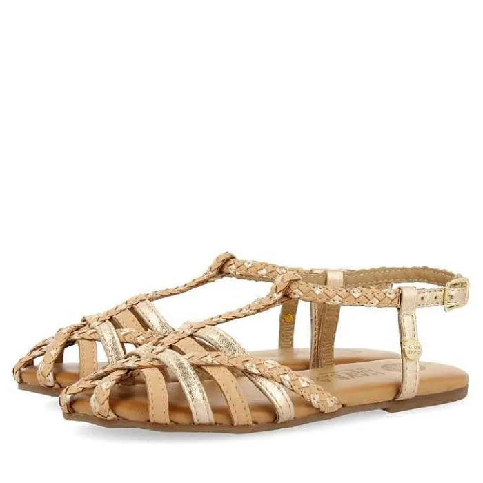 Gioseppo Niñas |Sandalias<Sandalias De Piel Color Nude Con Detalles Metalicos Estilo Cangrejera Para Nina Y Nino Belsh