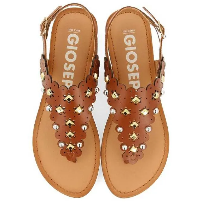 Gioseppo Sandalias Planas<Sandalias De Piel Con Adornos De Flores Y Tachuelas Para Mujer Preloj
