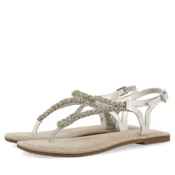 Gioseppo Sandalias Planas<Sandalias De Piel Con Adornos Plata Para Mujer Poussan