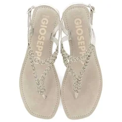 Gioseppo Sandalias Planas<Sandalias De Piel Con Adornos Plata Para Mujer Poussan