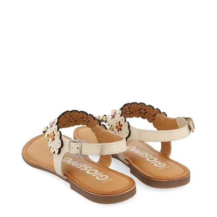 Gioseppo Sandalias Planas<Sandalias De Piel Con Decoracion De Flores En Blanco Rojo Para Mujer Preloj