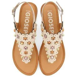 Gioseppo Sandalias Planas<Sandalias De Piel Con Decoracion De Flores En Blanco Rojo Para Mujer Preloj