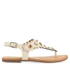 Gioseppo Sandalias Planas<Sandalias De Piel Con Decoracion De Flores En Blanco Rojo Para Mujer Preloj