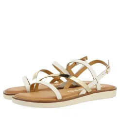 Gioseppo Sandalias Planas<Sandalias De Piel Con Tiras Blancas Y Metalicas Para Mujer Carbis