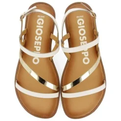 Gioseppo Sandalias Planas<Sandalias De Piel Con Tiras Blancas Y Metalicas Para Mujer Carbis