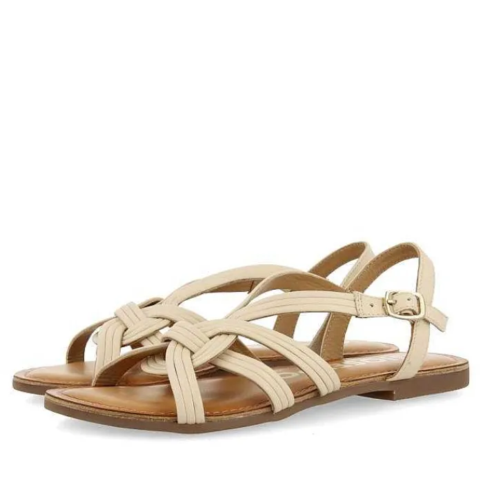 Gioseppo Sandalias Planas<Sandalias De Piel Con Tirantes Cruzados Blanco Rojo Para Mujer Golaj