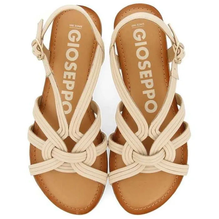 Gioseppo Sandalias Planas<Sandalias De Piel Con Tirantes Cruzados Blanco Rojo Para Mujer Golaj