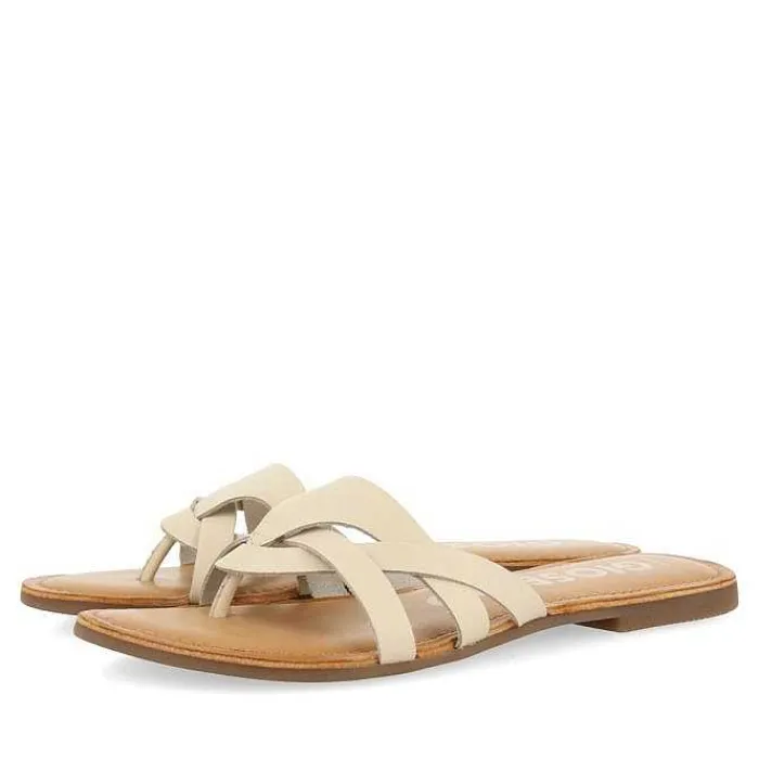 Gioseppo Sandalias Planas<Sandalias De Piel Con Tirantes Blanco Rojo Para Mujer Cayuse