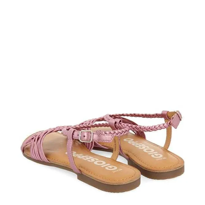 Gioseppo Sandalias Planas<Sandalias De Piel Con Tirantes Cruzados Rosa Para Mujer Aidone