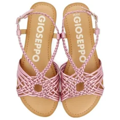 Gioseppo Sandalias Planas<Sandalias De Piel Con Tirantes Cruzados Rosa Para Mujer Aidone