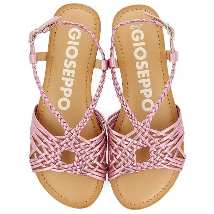 Gioseppo Sandalias Planas<Sandalias De Piel Con Tirantes Cruzados Rosa Para Mujer Aidone