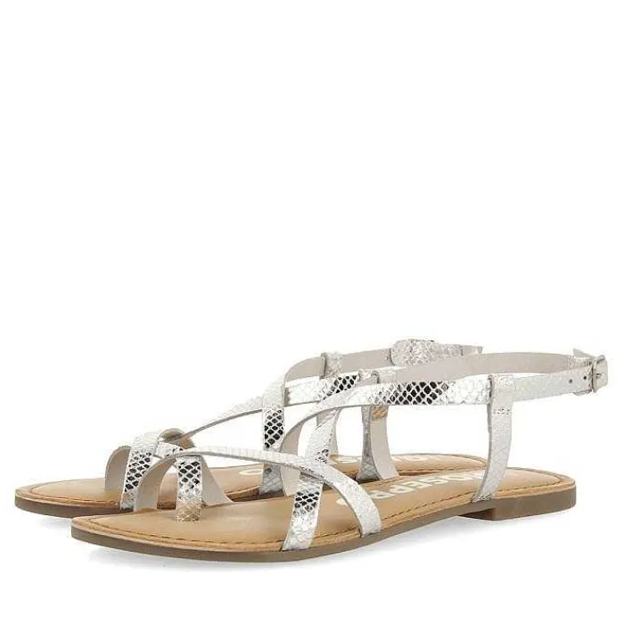 Gioseppo Sandalias Planas<Sandalias De Piel Con Tirantes Finos Plata Para Mujer Coursan