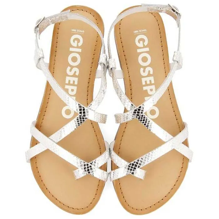 Gioseppo Sandalias Planas<Sandalias De Piel Con Tirantes Finos Plata Para Mujer Coursan