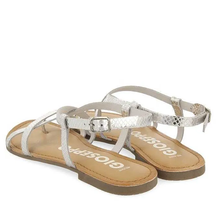 Gioseppo Sandalias Planas<Sandalias De Piel Con Tirantes Finos Plata Para Mujer Coursan