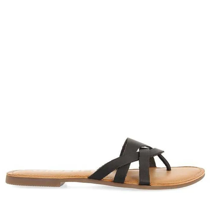 Gioseppo Sandalias Planas<Sandalias De Piel Con Tiras Negras Para Mujer Cayuse