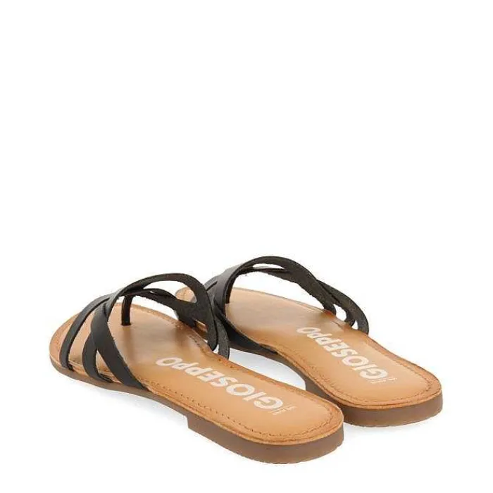 Gioseppo Sandalias Planas<Sandalias De Piel Con Tiras Negras Para Mujer Cayuse