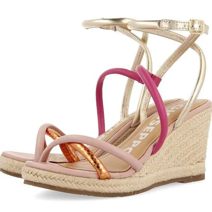 Gioseppo Sandalias Cuña<Sandalias De Piel Con Tirantes Finos Multicolor Y Cuña Alta De Yute Para Mujer Rometta