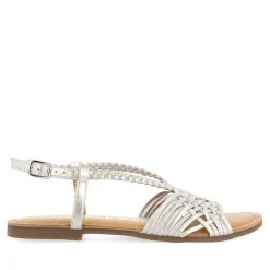 Gioseppo Sandalias Planas<Sandalias De Piel Con Tirantes Cruzados Plata Para Mujer Aidone