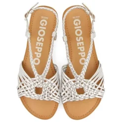 Gioseppo Sandalias Planas<Sandalias De Piel Con Tirantes Cruzados Plata Para Mujer Aidone