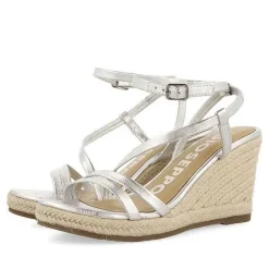 Gioseppo Sandalias Cuña<Sandalias De Piel Con Tirantes Y Cuña Alta De Yute Plata Para Mujer Orikum