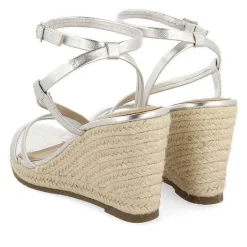 Gioseppo Sandalias Cuña<Sandalias De Piel Con Tirantes Y Cuña Alta De Yute Plata Para Mujer Orikum
