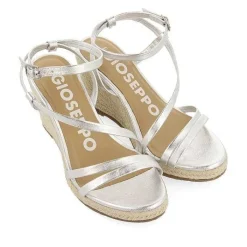Gioseppo Sandalias Cuña<Sandalias De Piel Con Tirantes Y Cuña Alta De Yute Plata Para Mujer Orikum