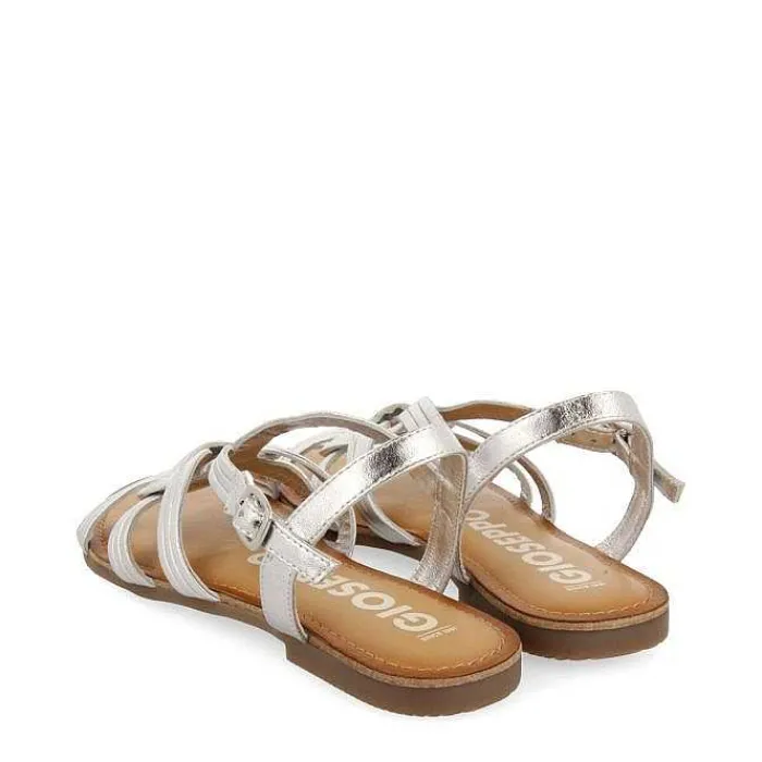 Gioseppo Sandalias Planas<Sandalias De Piel Con Tirantes Cruzados Plata Para Mujer Golaj