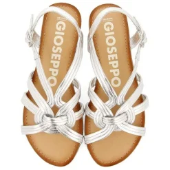 Gioseppo Sandalias Planas<Sandalias De Piel Con Tirantes Cruzados Plata Para Mujer Golaj