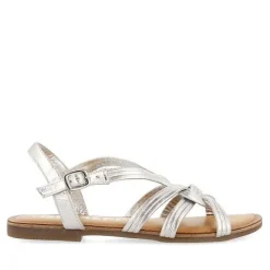 Gioseppo Sandalias Planas<Sandalias De Piel Con Tirantes Cruzados Plata Para Mujer Golaj