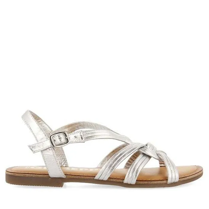Gioseppo Sandalias Planas<Sandalias De Piel Con Tirantes Cruzados Plata Para Mujer Golaj