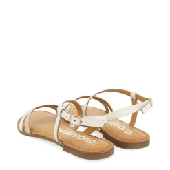 Gioseppo Sandalias Planas<Sandalias De Piel Con Tiras Blancas Y Metalicas Para Mujer Bargeme