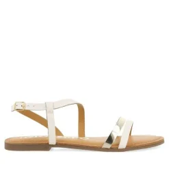 Gioseppo Sandalias Planas<Sandalias De Piel Con Tiras Blancas Y Metalicas Para Mujer Bargeme