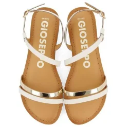 Gioseppo Sandalias Planas<Sandalias De Piel Con Tiras Blancas Y Metalicas Para Mujer Bargeme