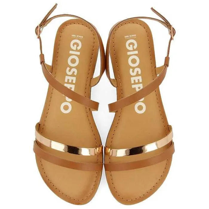 Gioseppo Sandalias Planas<Sandalias De Piel Con Tiras De Piel Y Metalicas Para Mujer Bargeme