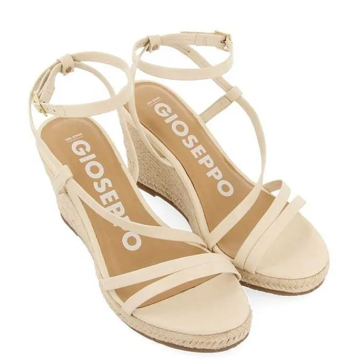 Gioseppo Sandalias Cuña<Sandalias De Piel Con Tirantes Y Cuña Alta De Yute Blanco Rojo Para Mujer Orikum